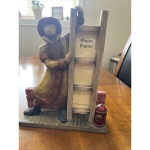We The People Uphold and Defend Firefighter Photo Frame Figurine by Cast Art Vtg